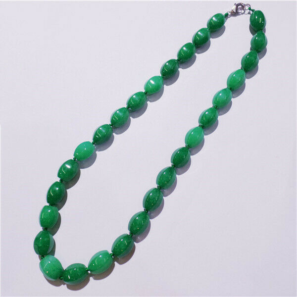 1 Strand 14x10mm Green Malay Jade Faceted Lantern Beads Handmade Necklace HH9194