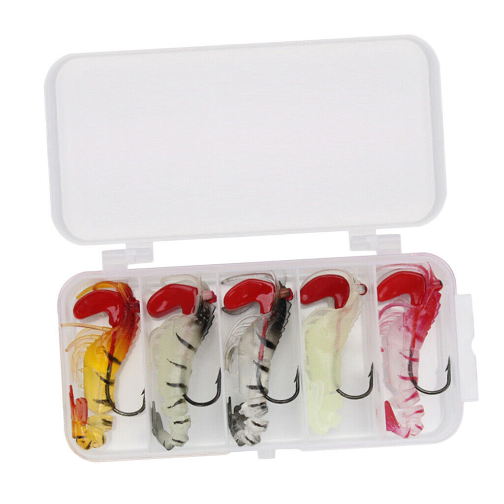 Segmented Shrimp Lure Sinking Baits Glow Fishing Soft Bait with Lead Head