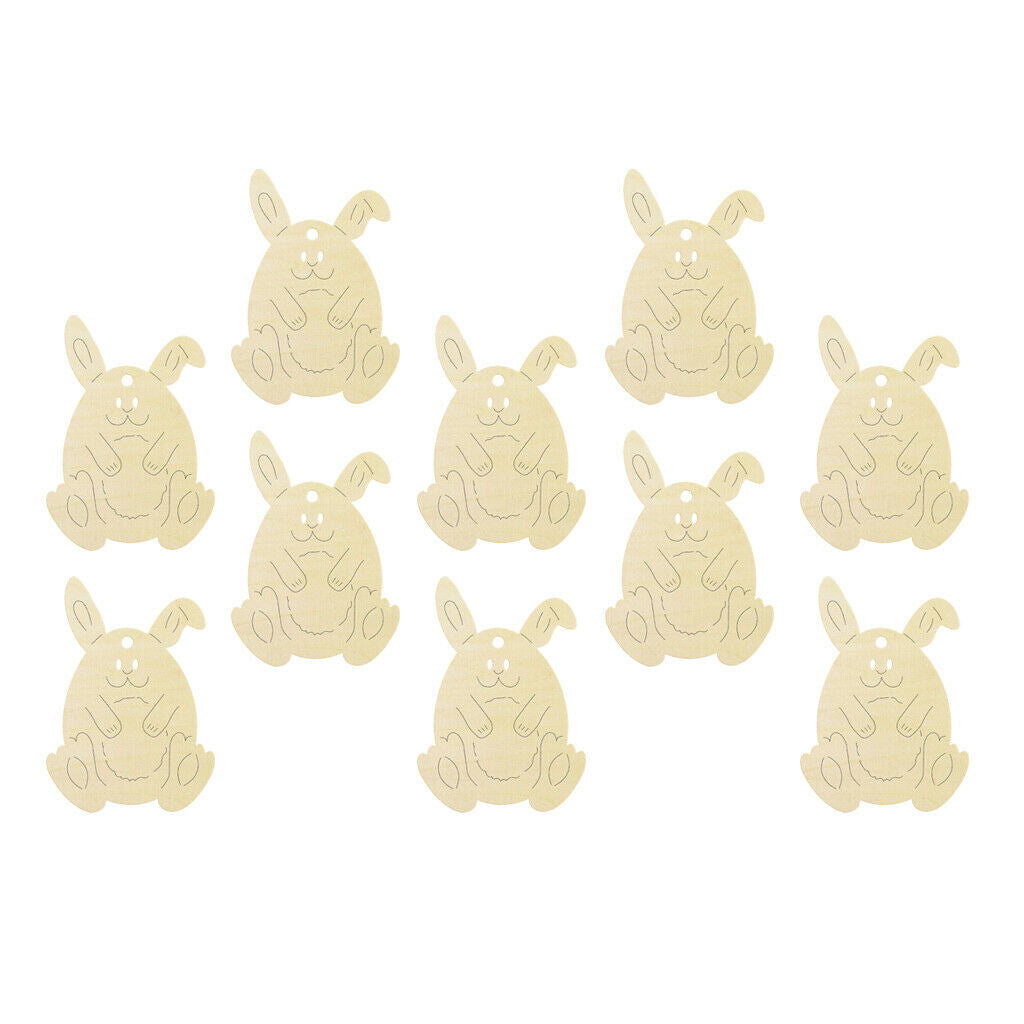 10 Pieces Wooden Easter Naughty Bunny Wood Cut Craft DIY Easter Decoration