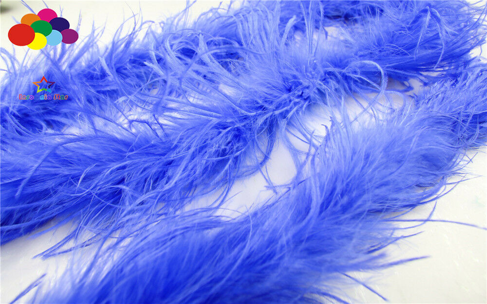 ostrich feather strip Trim boa Dyed sapphire 2M carnival Diy costume headress