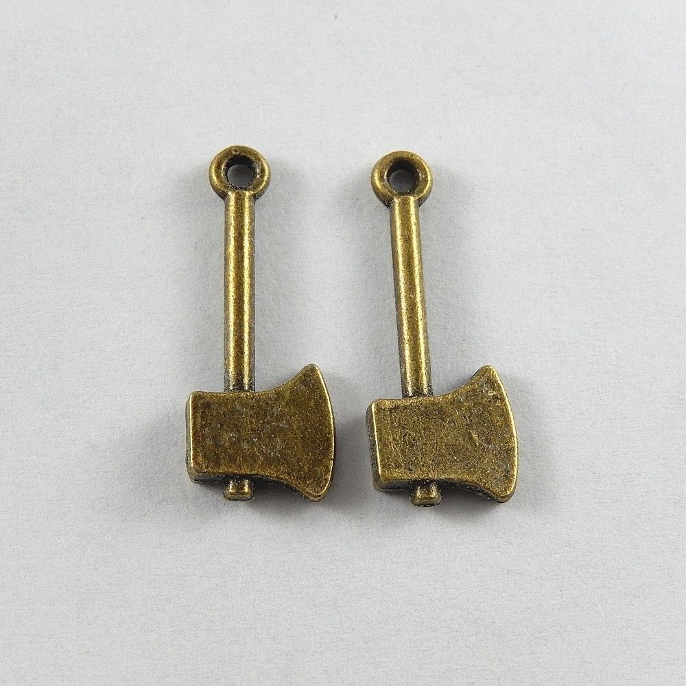 40 pcs Antiqued Bronze Alloy Ax Charm Hatchet Pendant Jewelry Craft 19*10*3mm