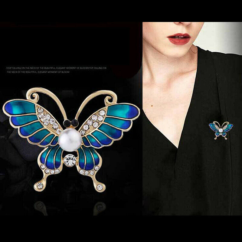 Butterfly Brooches Metal Crystal Rhinestones Cutout Brooch Pins Wedding P.l8