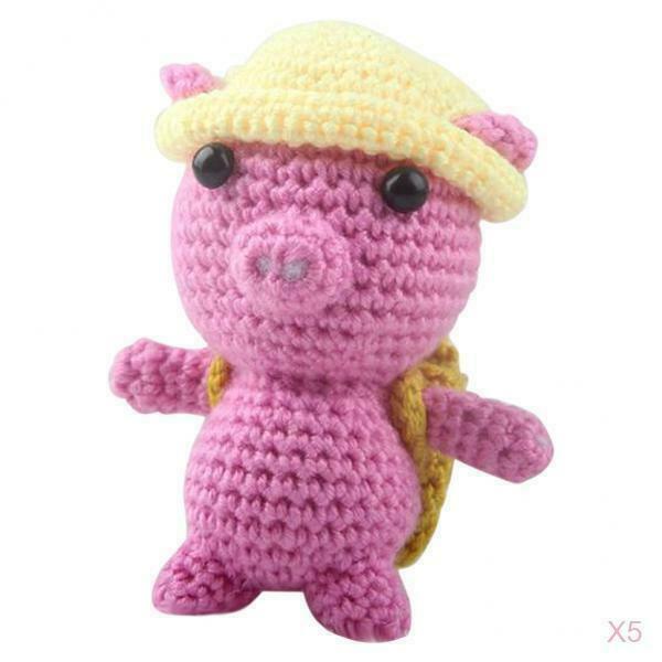 5 Sets Animal Pig Crochet Kit for Beginner Starter Learn to Knitting Crafts