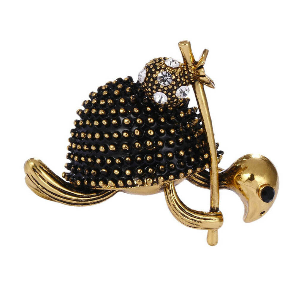 Shiny Rhinestone Turtle Brooch Pin Unisex Corsage Clips Collar Tips Pendant