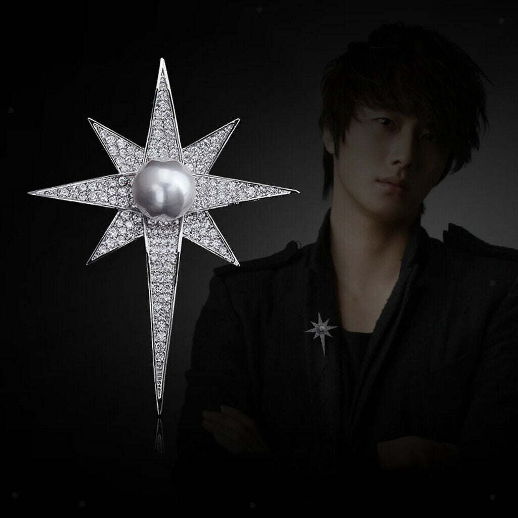 Elegant star style crystal stones brooch wedding jewelry gift -
