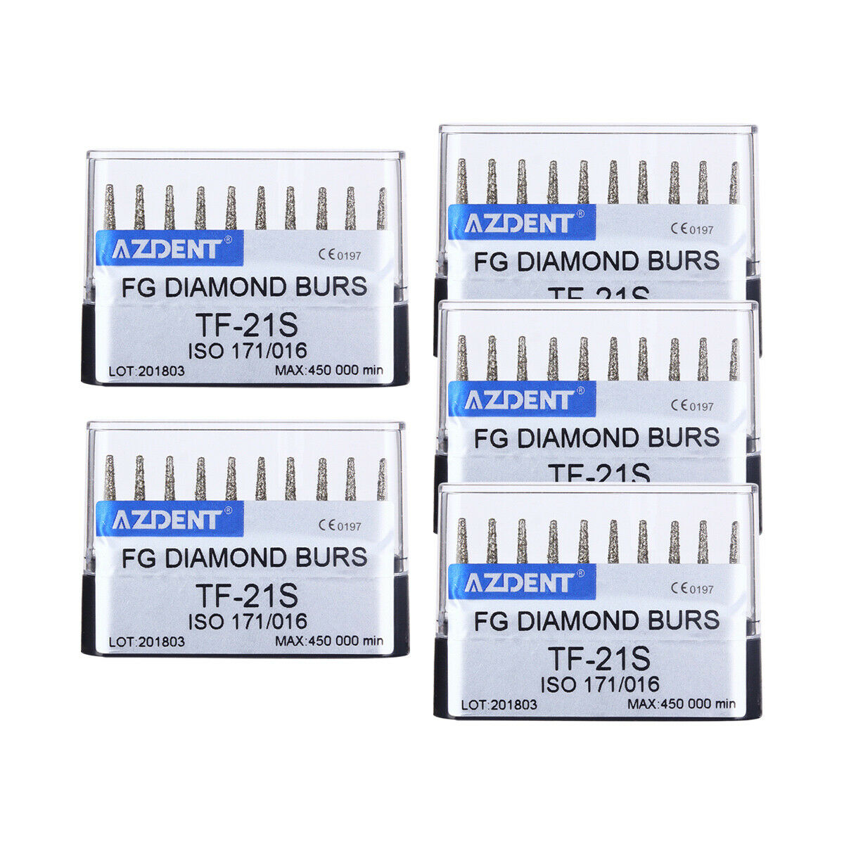 20X Dental High Speed Super Coarse Diamond Burs Cone Taper Flat Head TF-21S