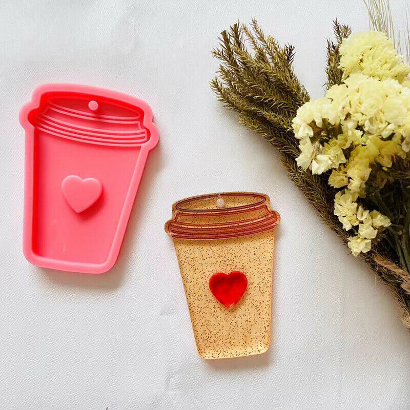 Shiny Glossy Coffee Cup Making Craft Keychain Polymer Clay Mould Mold ResinFCA
