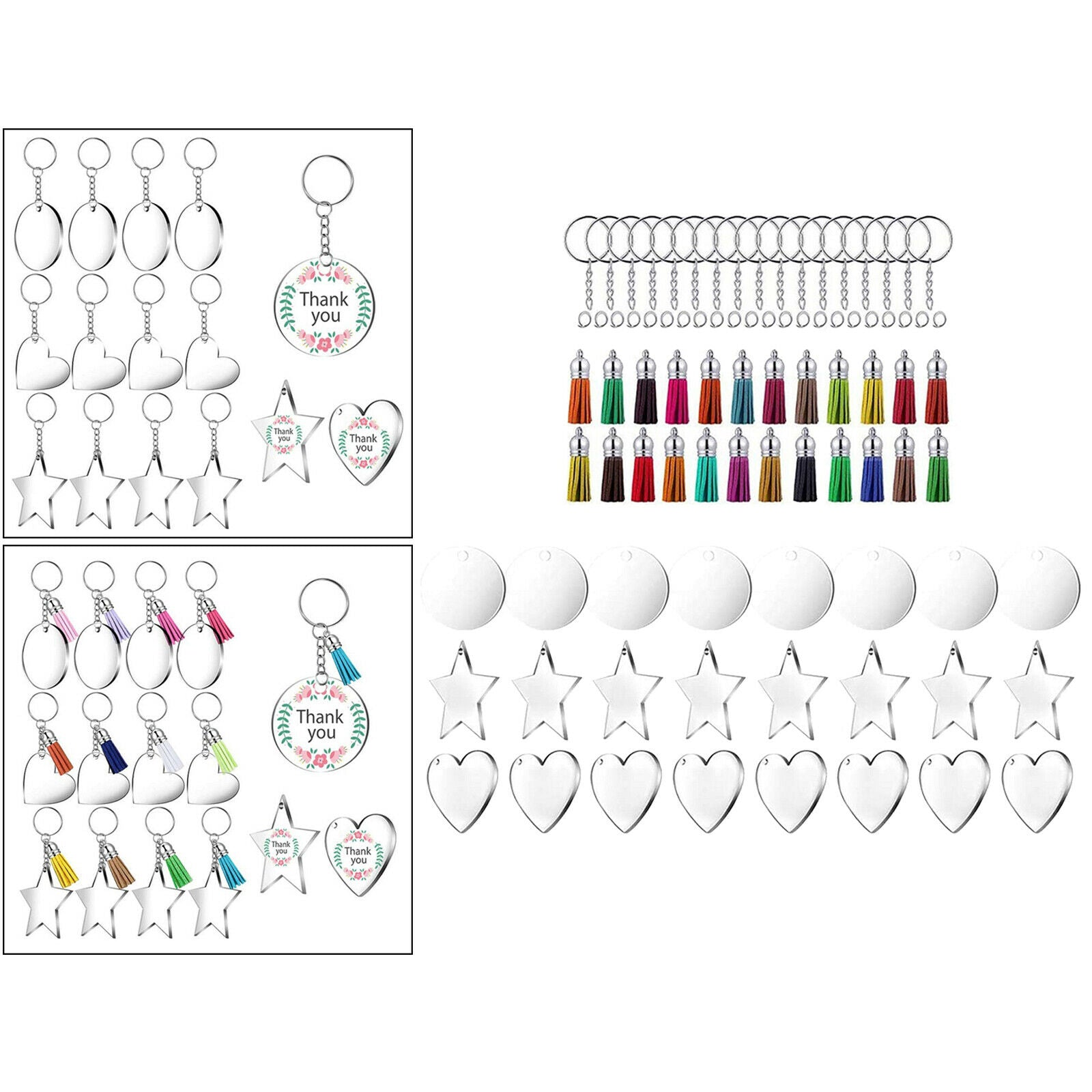 96x DIY Keychain Kit Key Chain for Jewelry DIY Crafts Projects Material