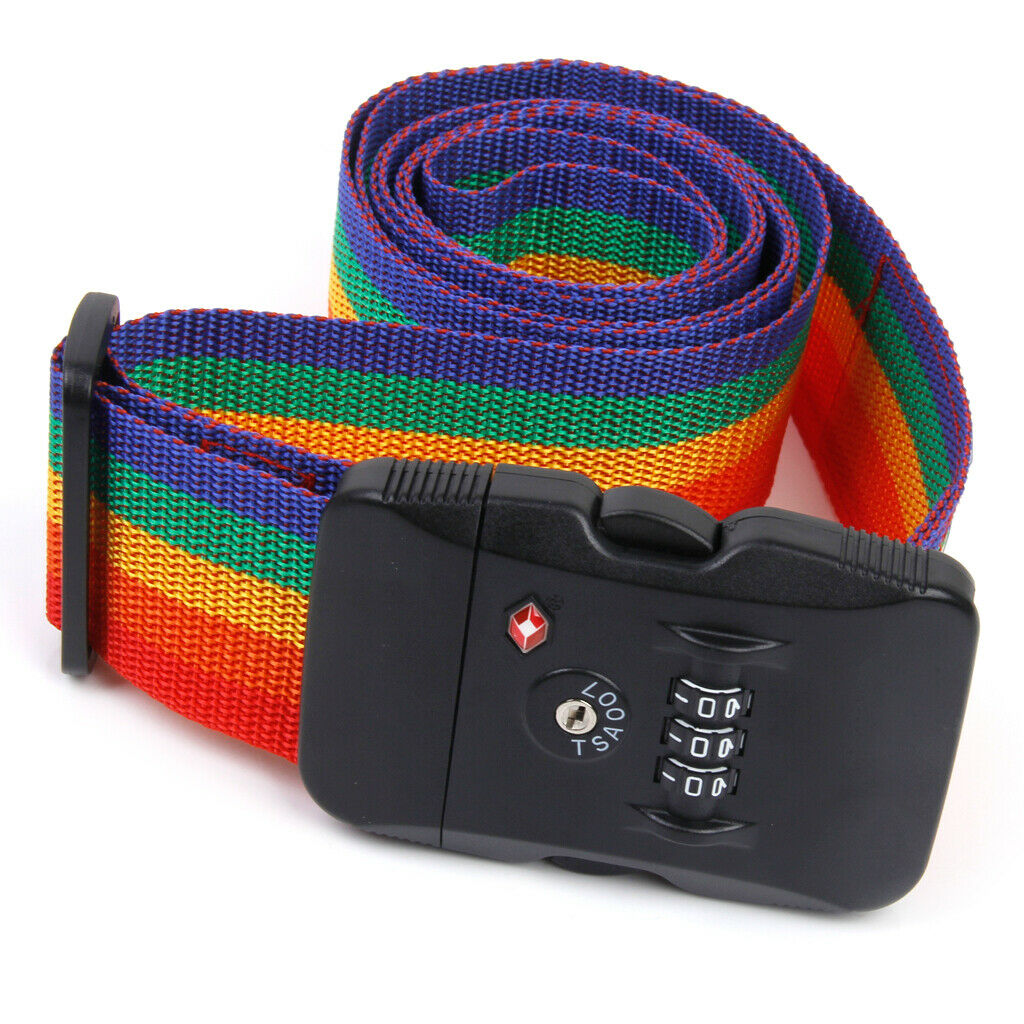 3-Dial Rainbow Colored TSA Combination Lock Key Luggage Suitcase Secure Safe