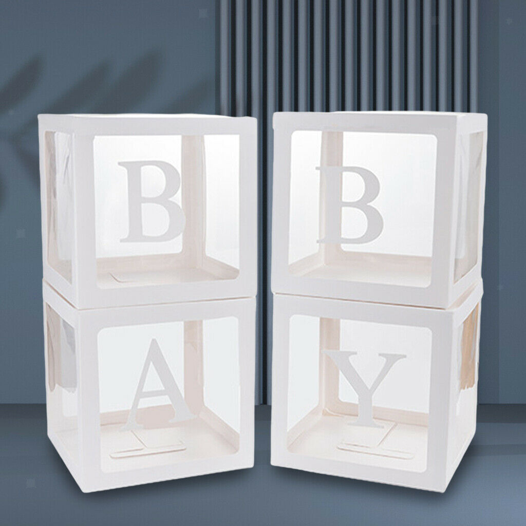 Latex Box Decor Transparent for First Birthday Party Gender Reveal White
