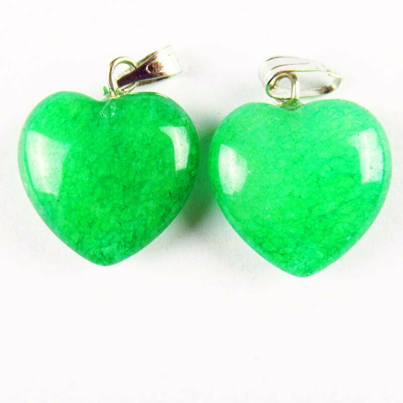10pcs 24g 16x16x5mm A+ Green Jade Heart Pendant Bead A-200SK