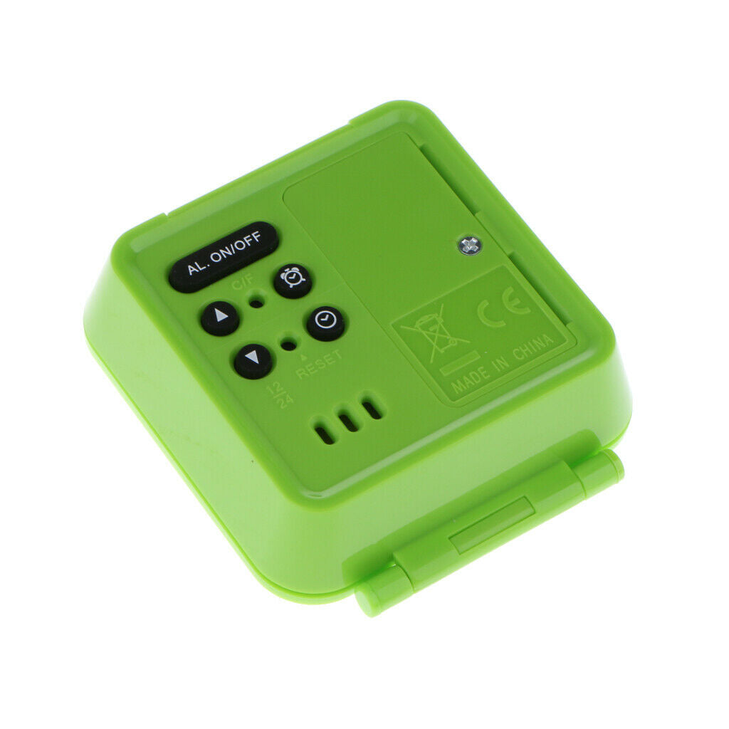 Battery Operated Digital LCD Alarm Clock Backlight w/ Date Snooze Green