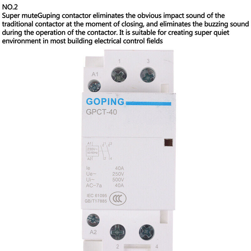 2P 40A 220V 50/60HZ Din rail Household ac contactor 2NO:0J*DD