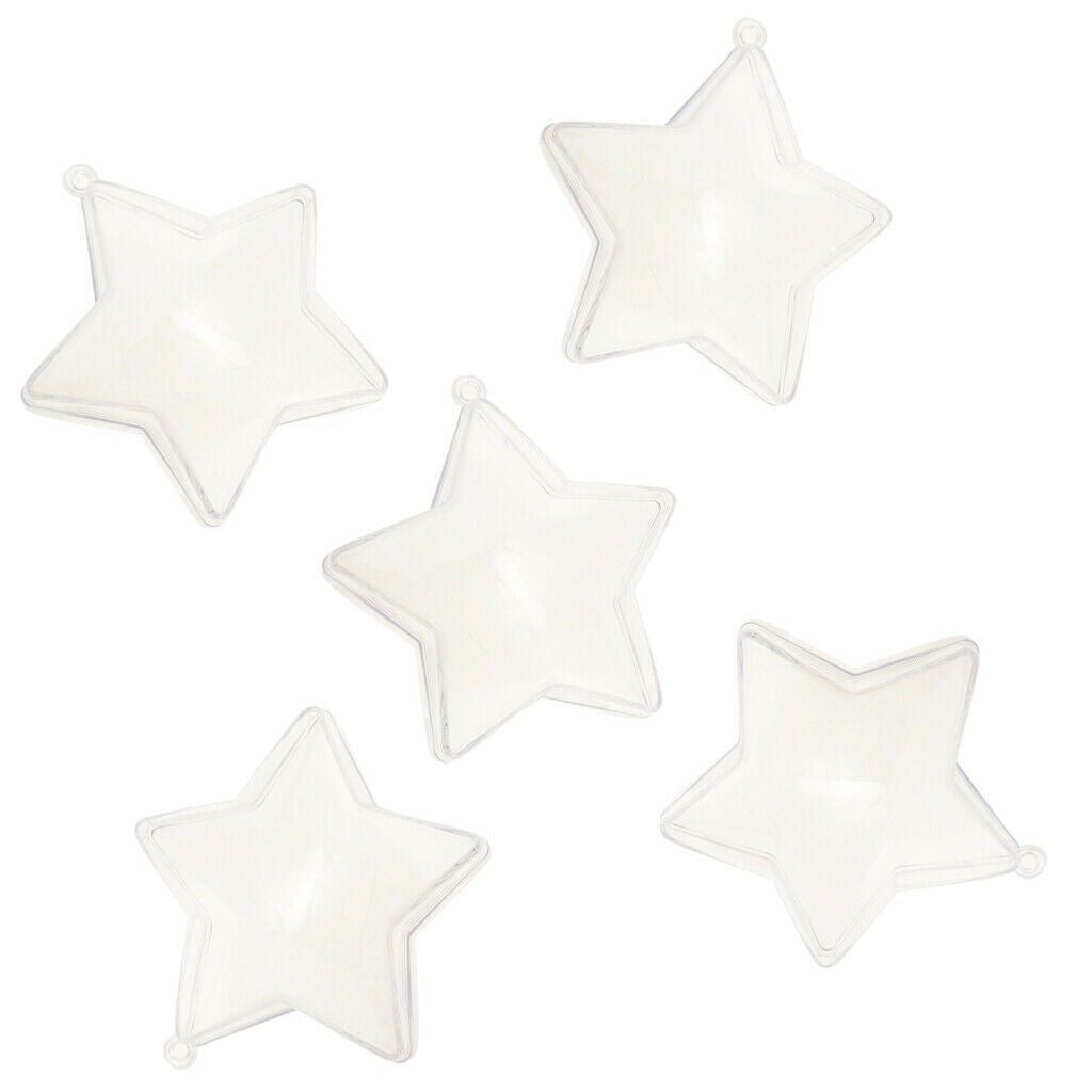5 Pieces Star Shape Clear Refillable Plastic Ball   Tree Ornament  8cm