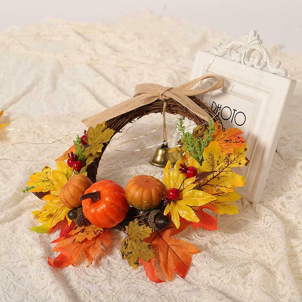 Halloween Wreath Pumpkin Maple Garland Artificial Door Wreath Thanksgiving Decor