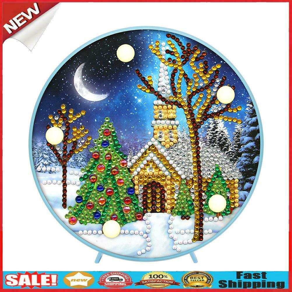 DIY Special Shaped Diamond Painting Christmas Tree House Light Home Decor @