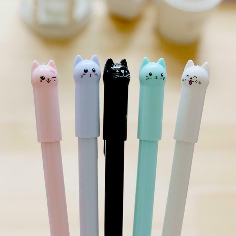 Cute Cat Pens Design Gel Ink Writing Pen for Cat Lovers Kids Woman Gift Child