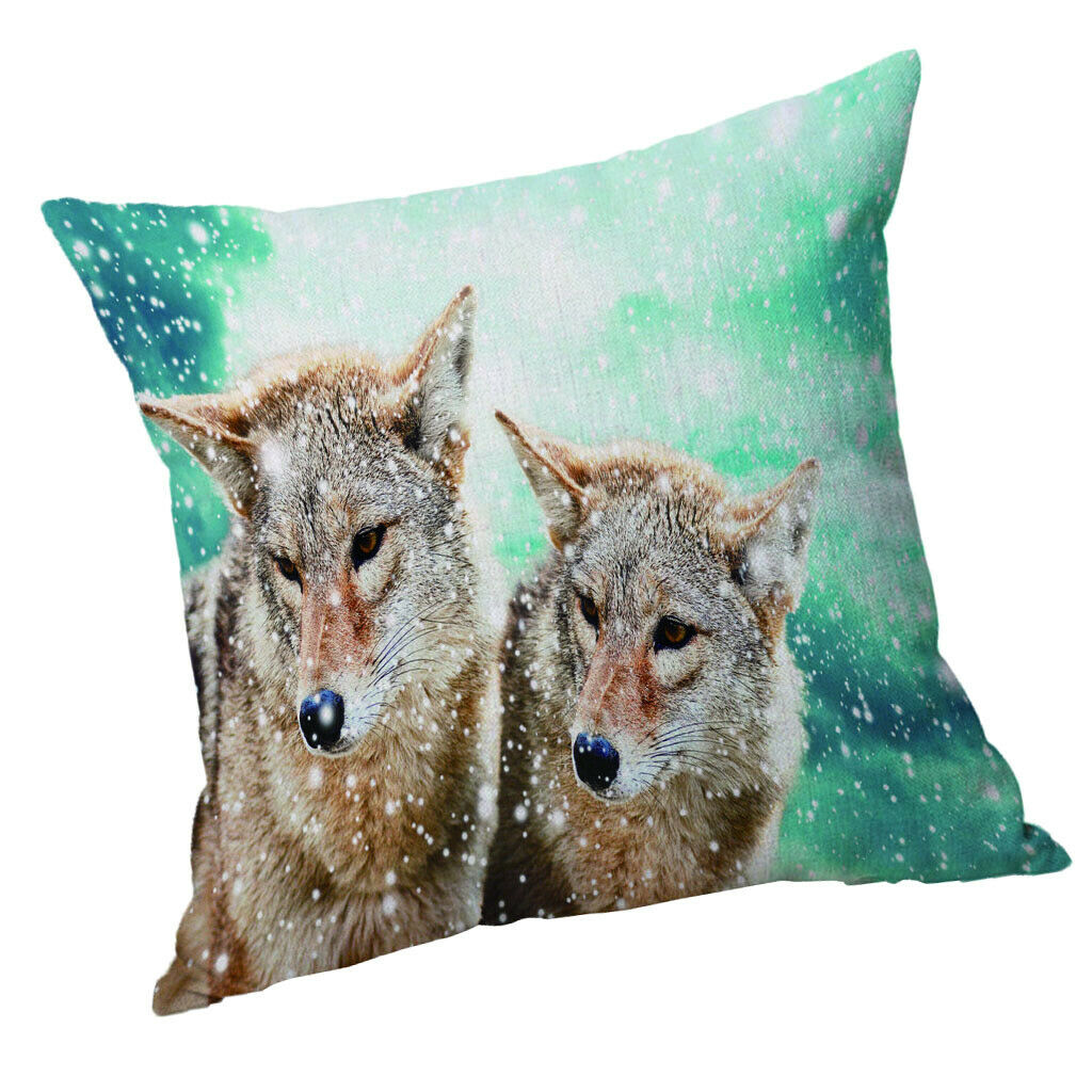Velvet Animal Printed Throw Pillow Cover Cushion Sham Pillowcase 50cm Wolf