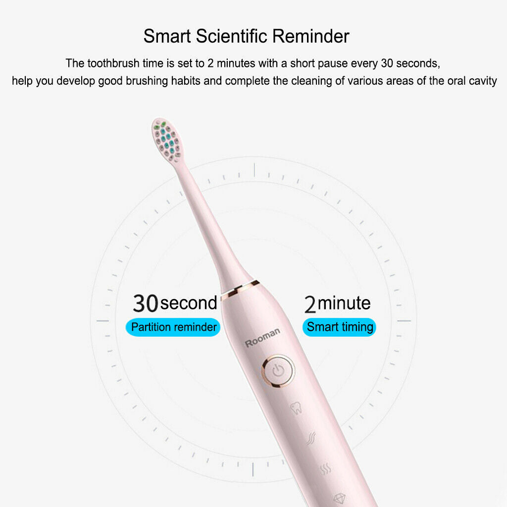 Rooman H5 Electric Toothbrush Deep Cleaning Brush with Head Pink