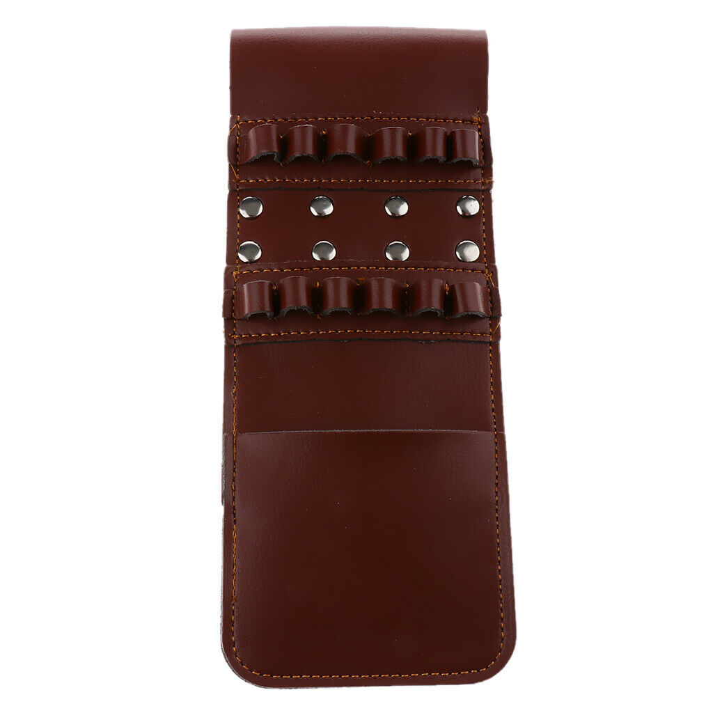 Hunting Archery Leather Arrow Quiver Pocket Holder Bag for 12 Arrow Brown
