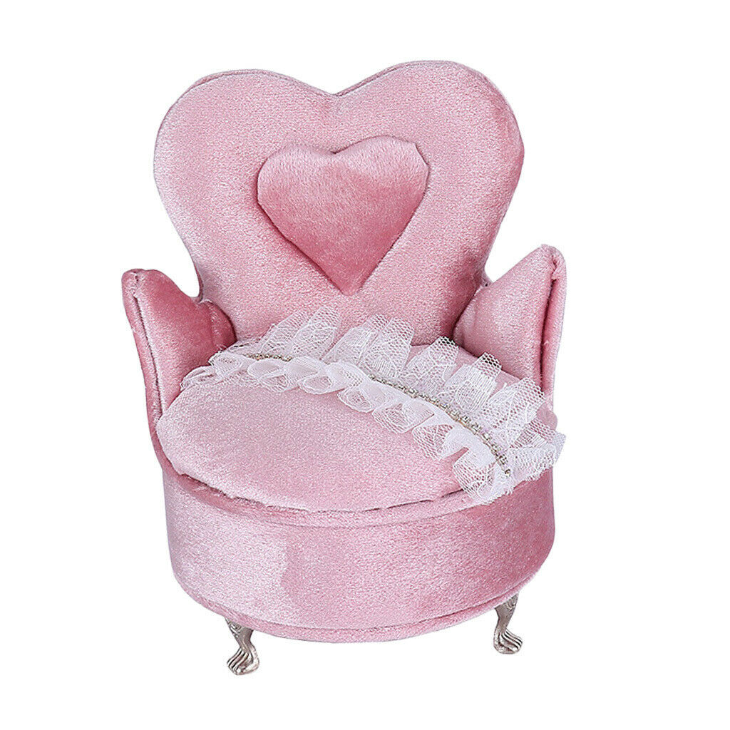 Pink Lace Single Chair Jewelry Box Organizer Travel Case Jewellery Display