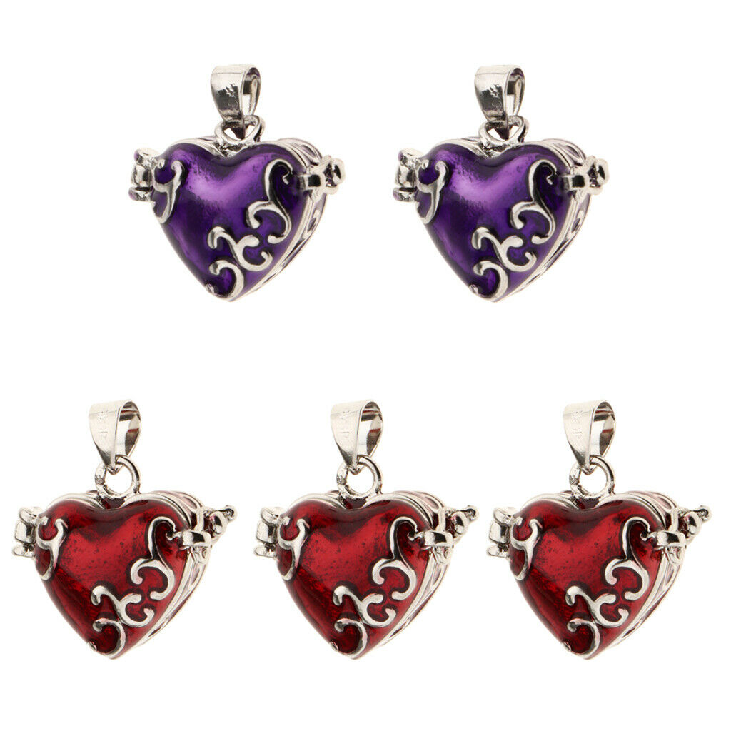 5 Pieced Fancy Enamel Heart Shape Cremation Memorial Pet Human Urn Pendant