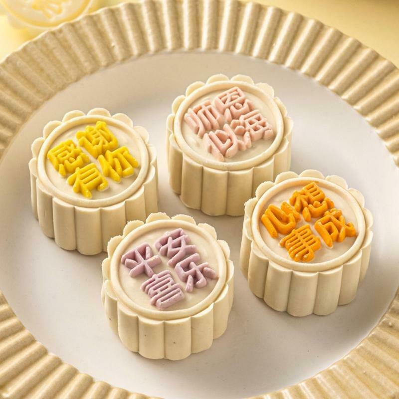 Round Side Mooncake Stampe Hand-pressing Plastic Mooncake Mold Express Gratitude