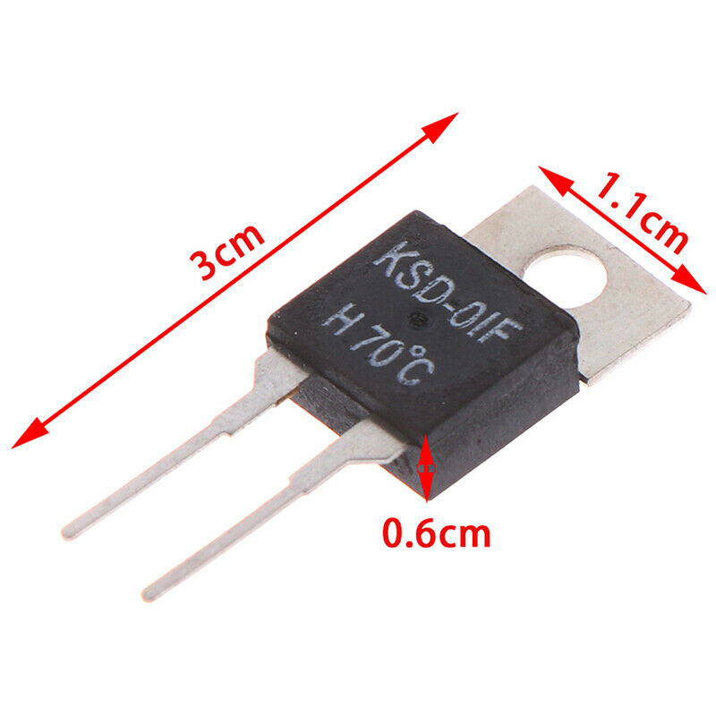 2Pcs  Normally Open Thermal Switch Temperature Sensor Thermostat KSD-01F 70 D WF