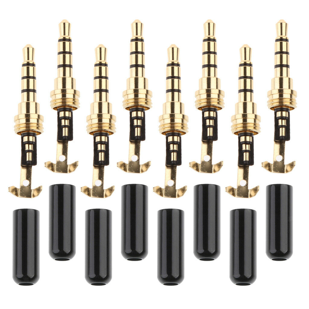 8x 4 Pole 3.5mm Replace Male Repair headphone   Plug Metal Audio Soldering