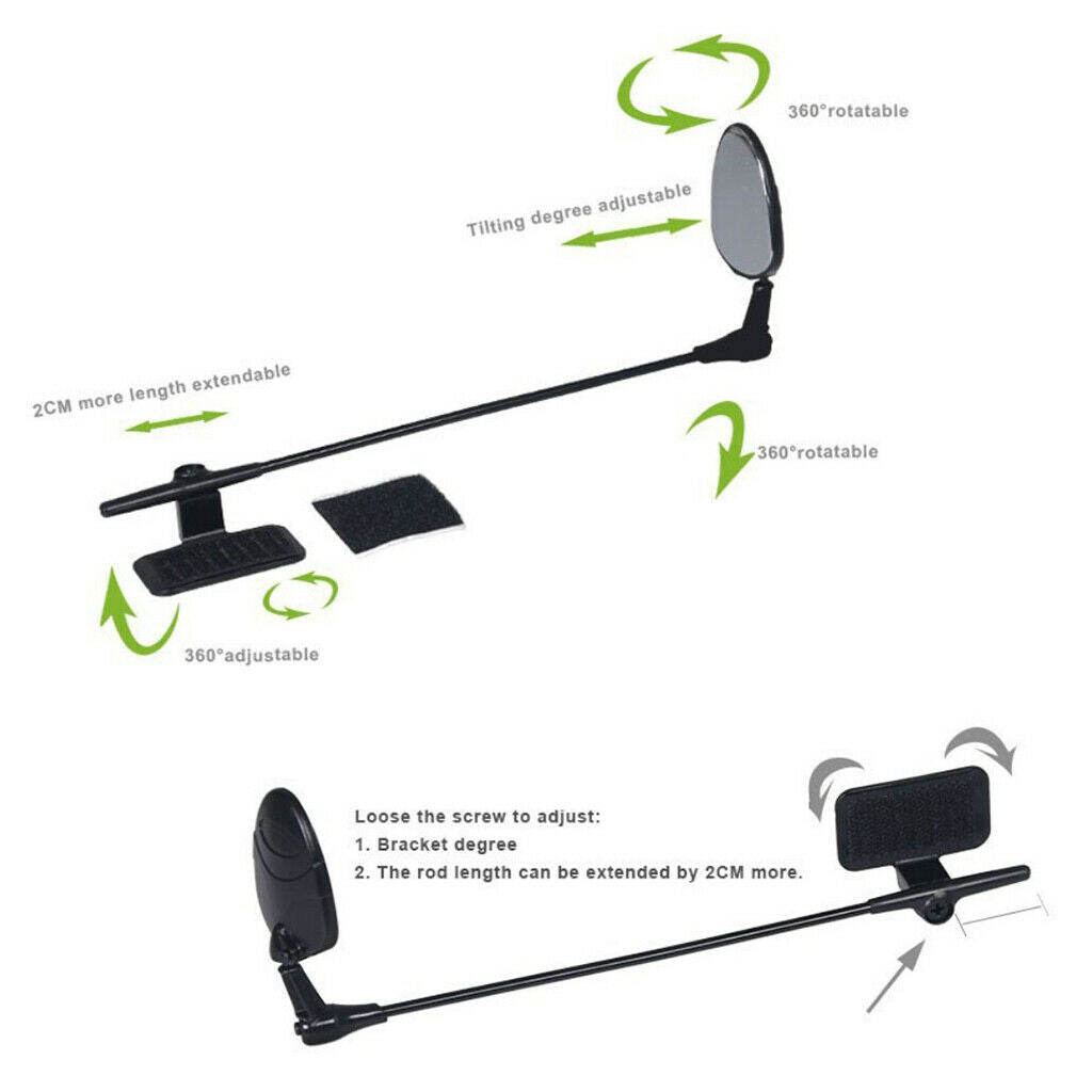 2x Bike Rear View Helmet Mirror Safety  Cycle Rearview Mirror