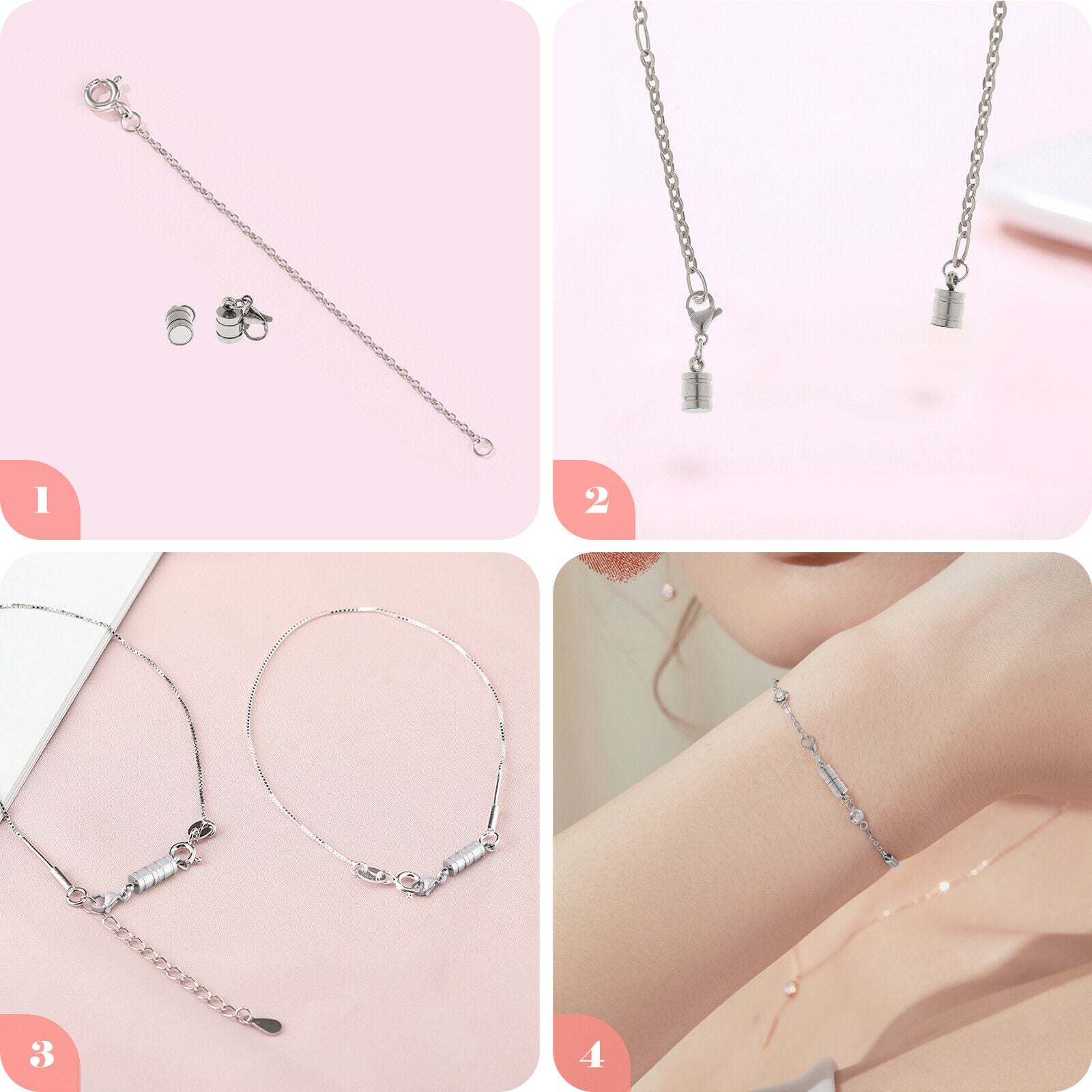 5 Sets  Lobster Clasp Barrel Connectors Jewelry DIY Bracelets 3.5cm