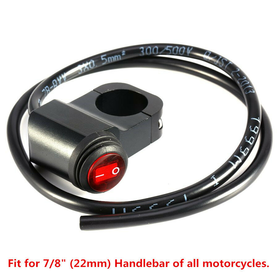 12V 16A Universal Motorcycle 7/8" 22mm Handlebar Headlight Switch Control w/ LED