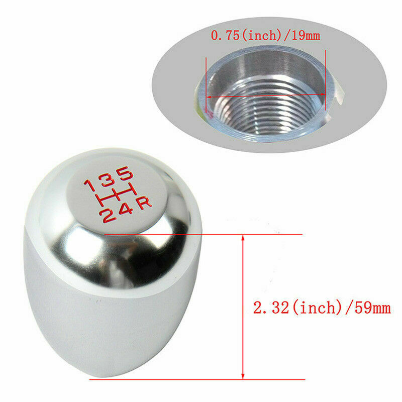 Car 5-Speed Manual Gear Shifter Shift Knob Lever Round Aluminum Transmission