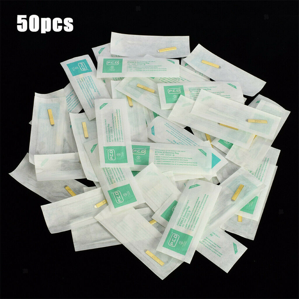 50pcs Eyebrow Blades Microblading Eye Brow Tattoo Needles Makeup Tools 12 U