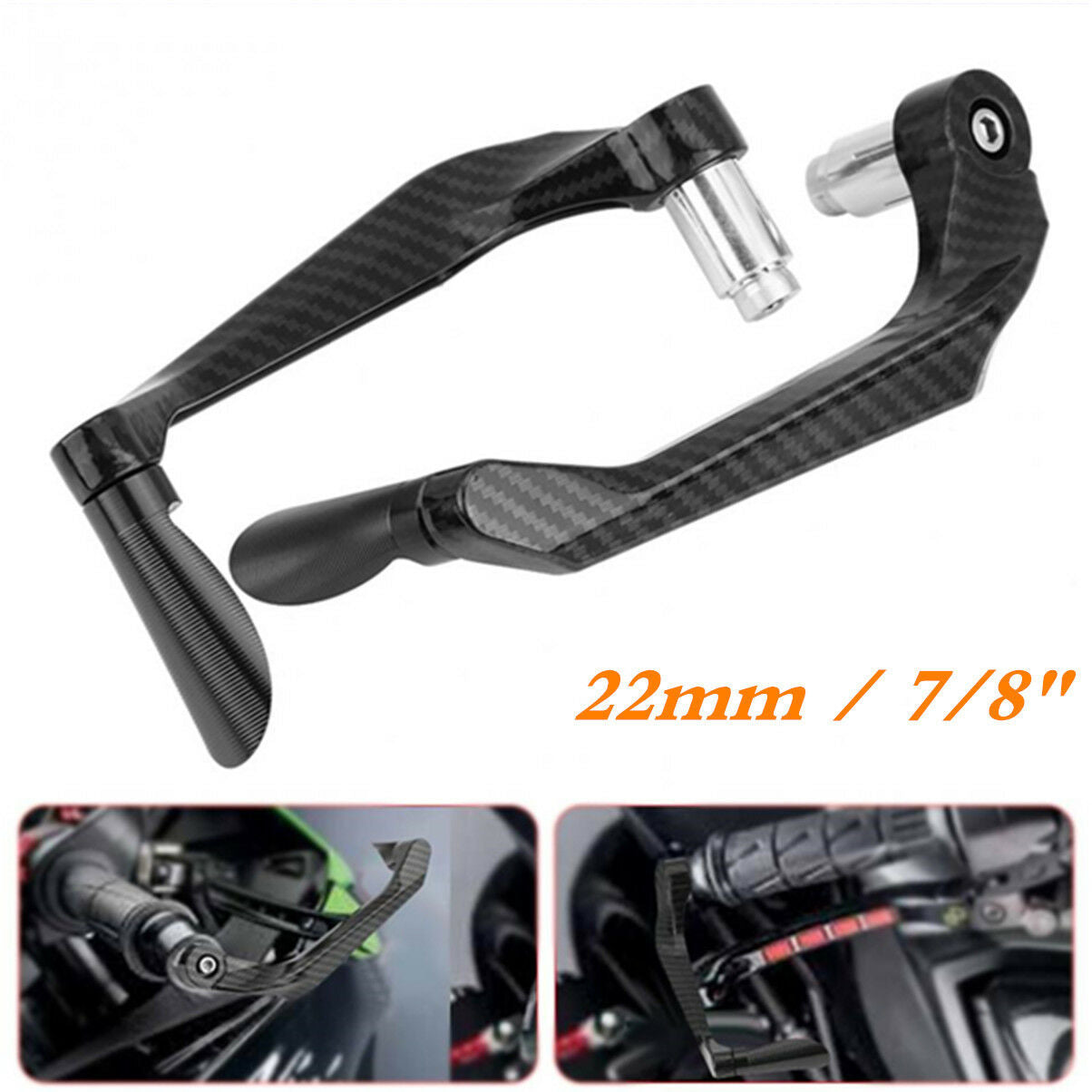 Pair Black Carbon Fiber Aluminum Alloy Motorcycle Brake Clutch Levers Protection