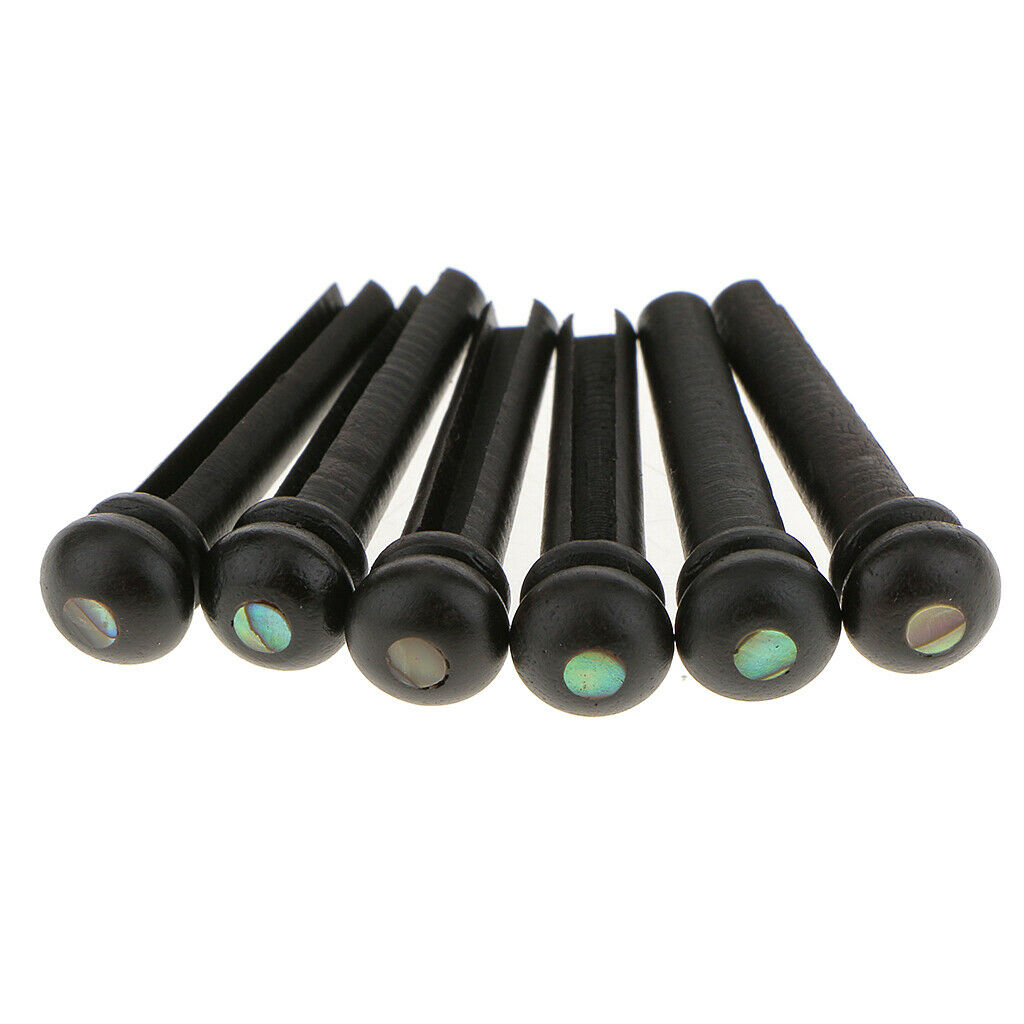 2 Set of 6pcs Acoustic Guitar Bridge Pins Ebony Black W / Shell / Abalone