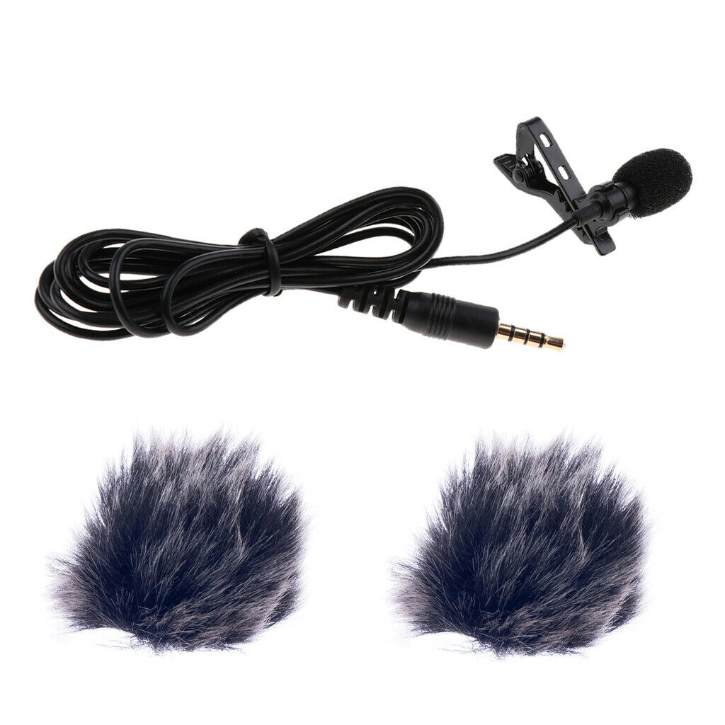 1 Set Black 3.5mm Mini Microphone + Fur Windshield Wind Muff Mic Parts