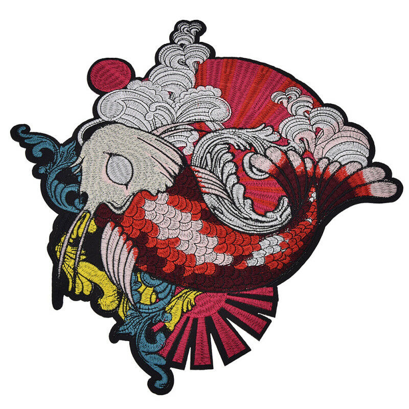 Japanese Koi Fish Patch Ironing Heat Transfer Stickers  Appliques DIY Decoration