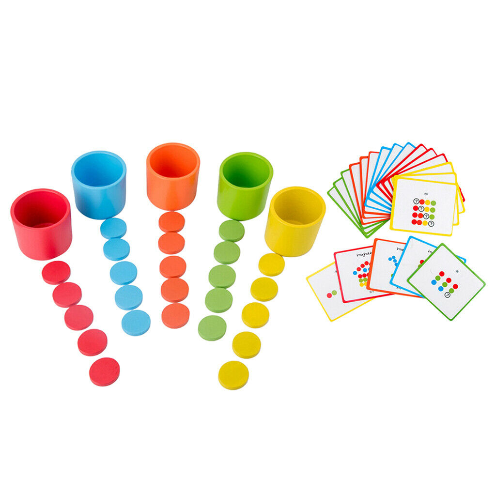 50pcs Counting Coins Matching Sorting Cups Rainbow Sensory Toys   Kit