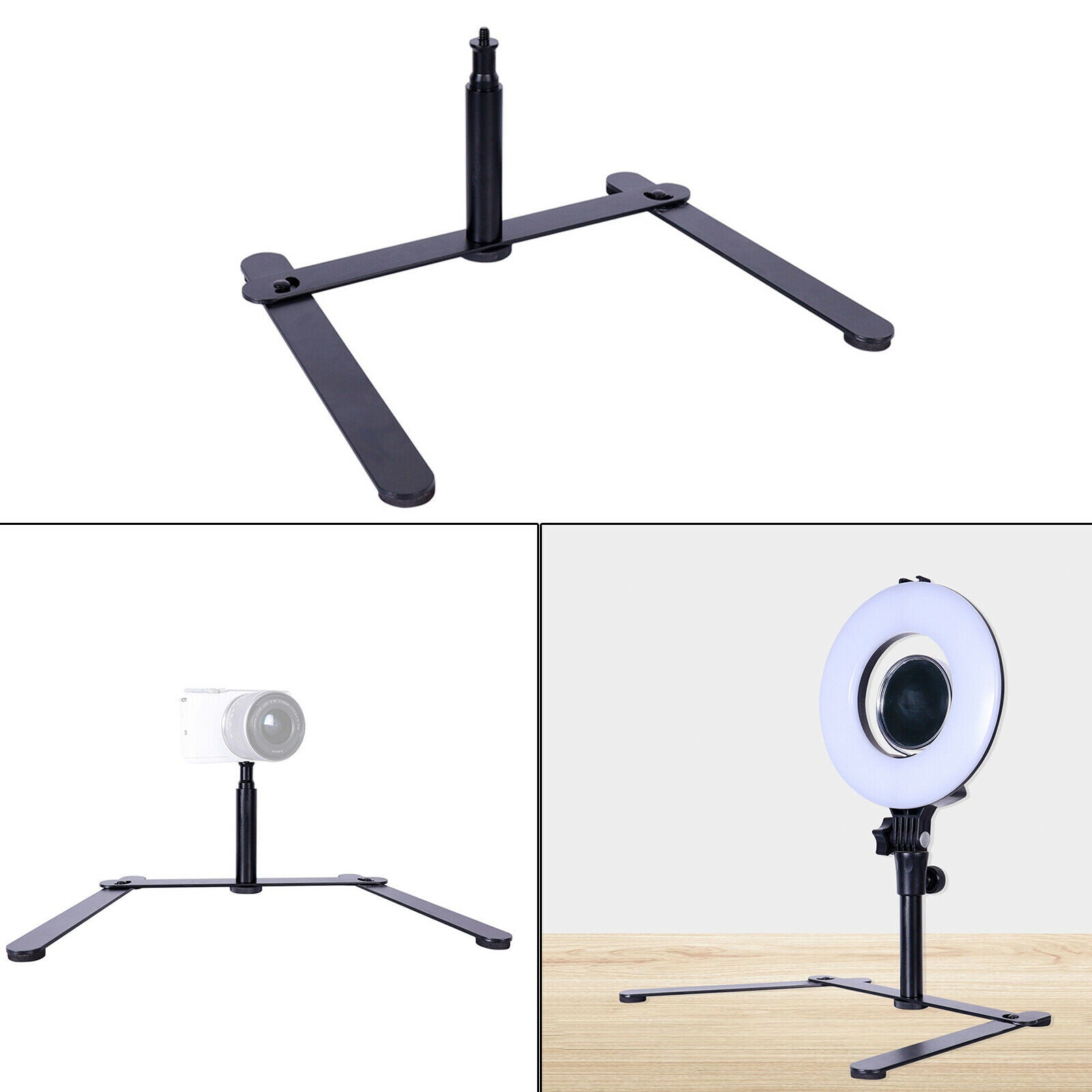 Foldable Alloy Loop Light Stand Base Supplies for Video Shooting Live Show