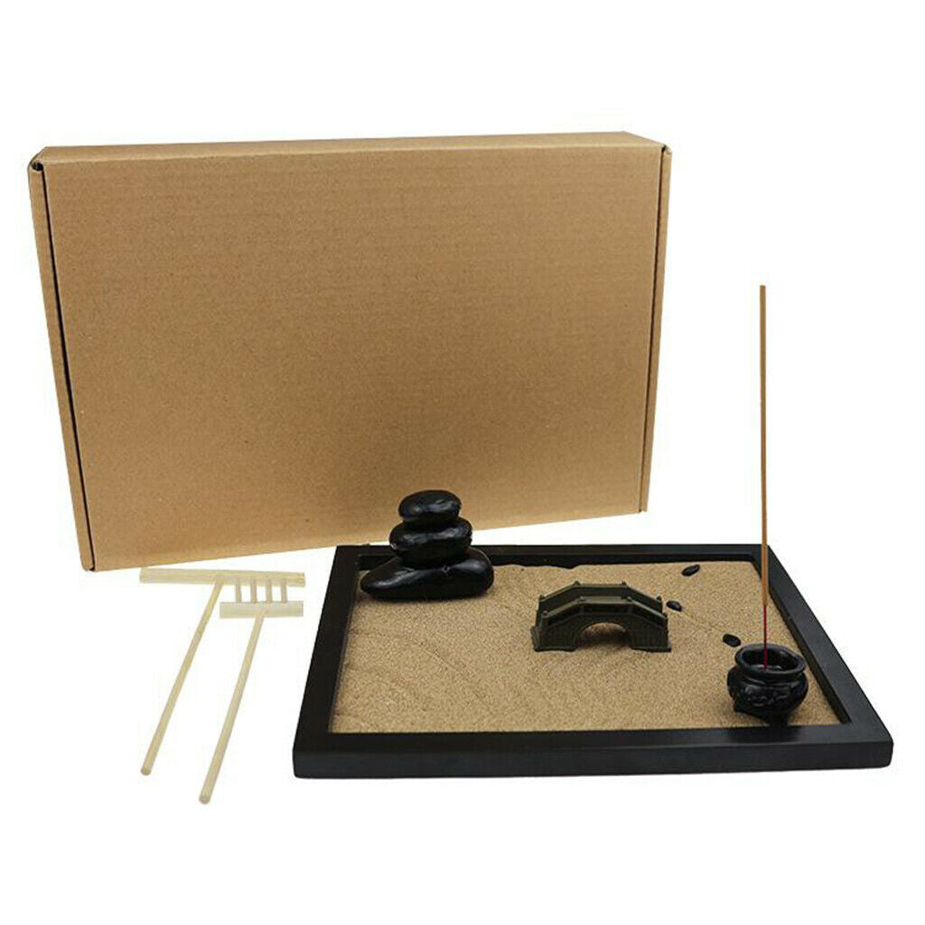 Office Desktop Tabletop Zen Garden Set with Free Rake Zen Garden Drawing