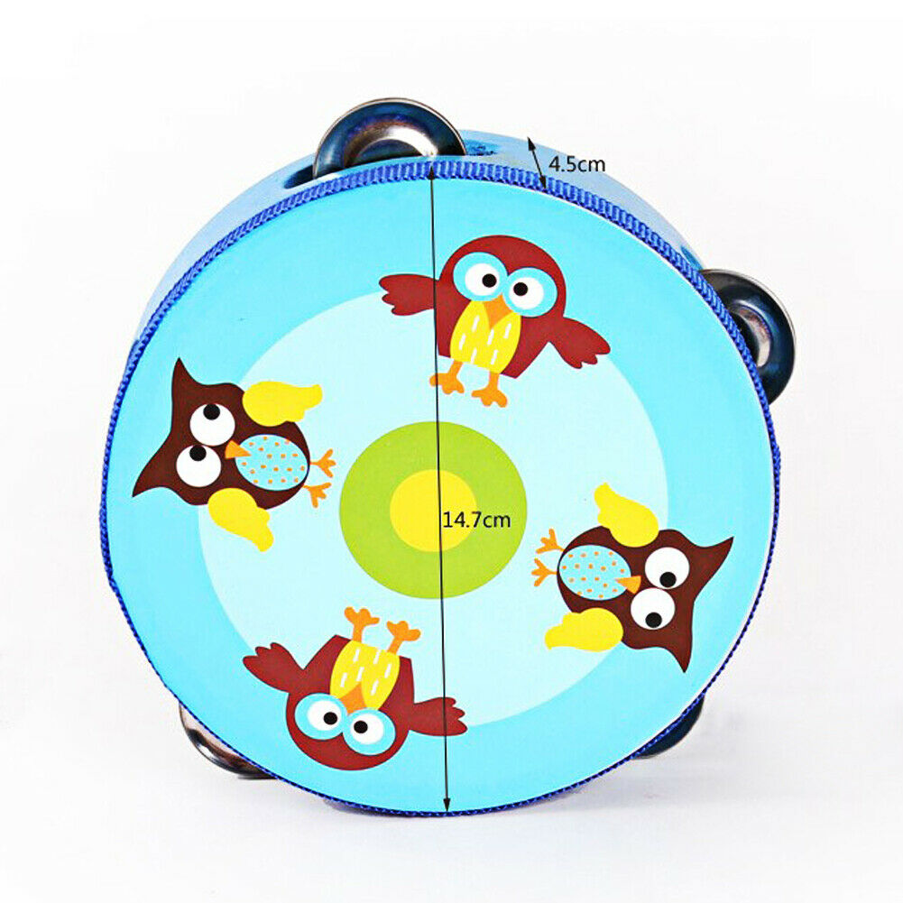 6inch Hand Held Tambourine Drum Colorful Wooden Percussion Kids Baby Musical   @