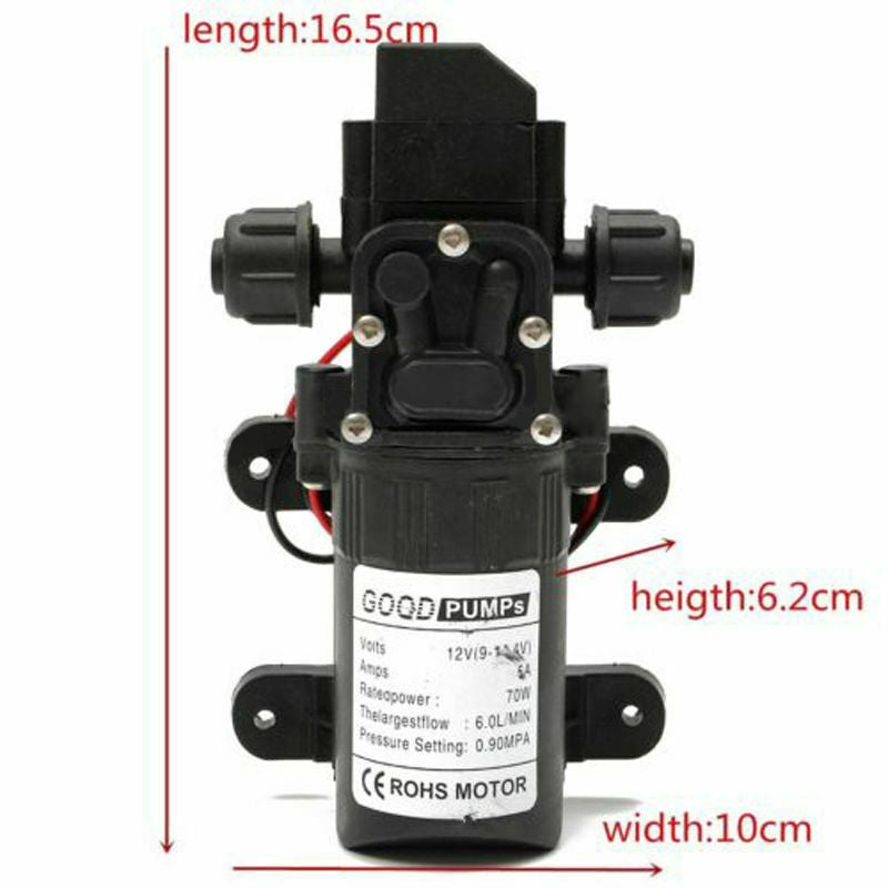 70W DC 12V 130 PSI 6L/Min Water High Pressure Diaphragm Self Priming Pump