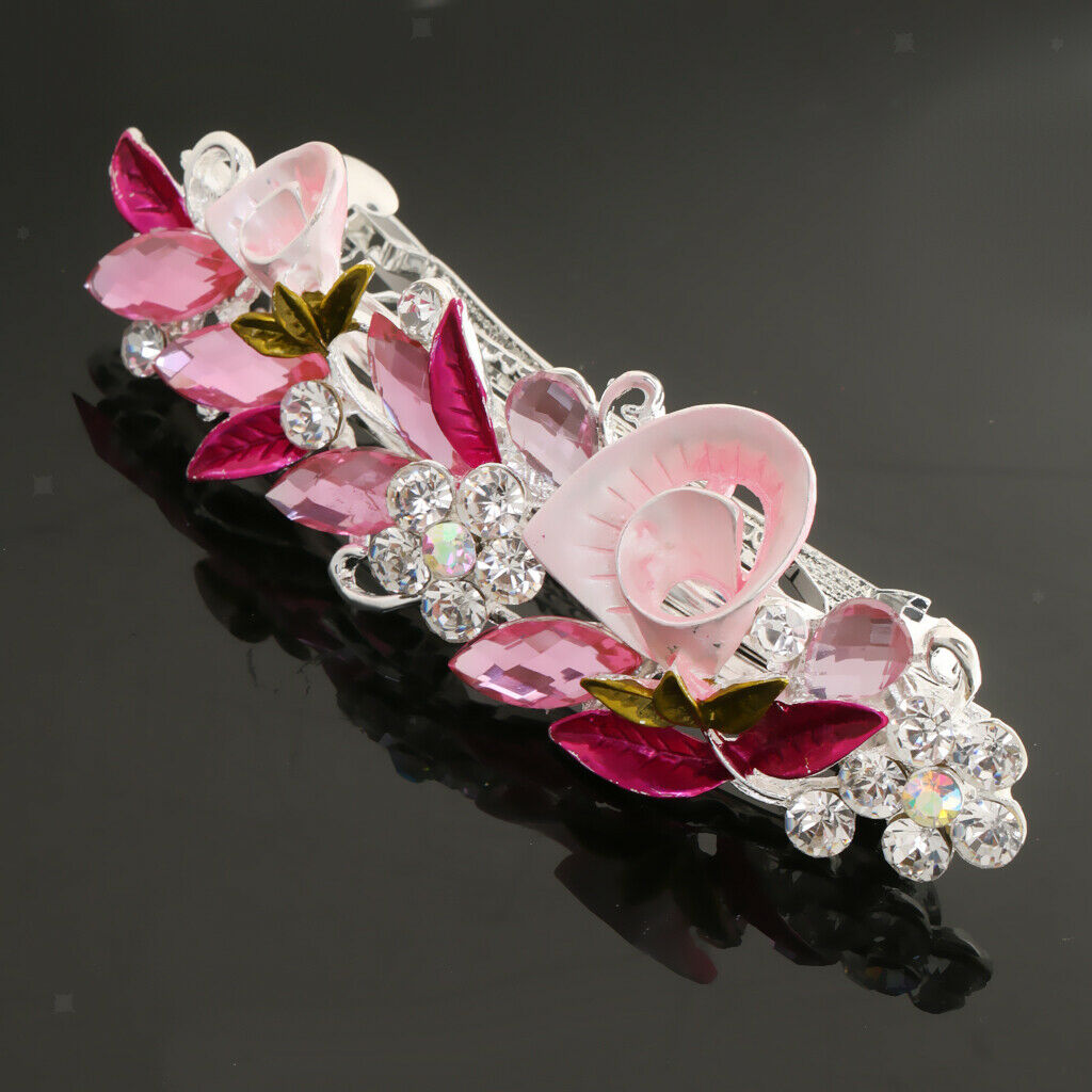2Pack Crystal Flower Hair Clip Barrette Snap Hairpin Clamp Hair Accessories