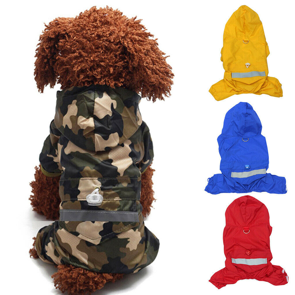 Dog Pet Waterproof Reflective Raincoat Hooded Clothes Apparel  Yellow XXL
