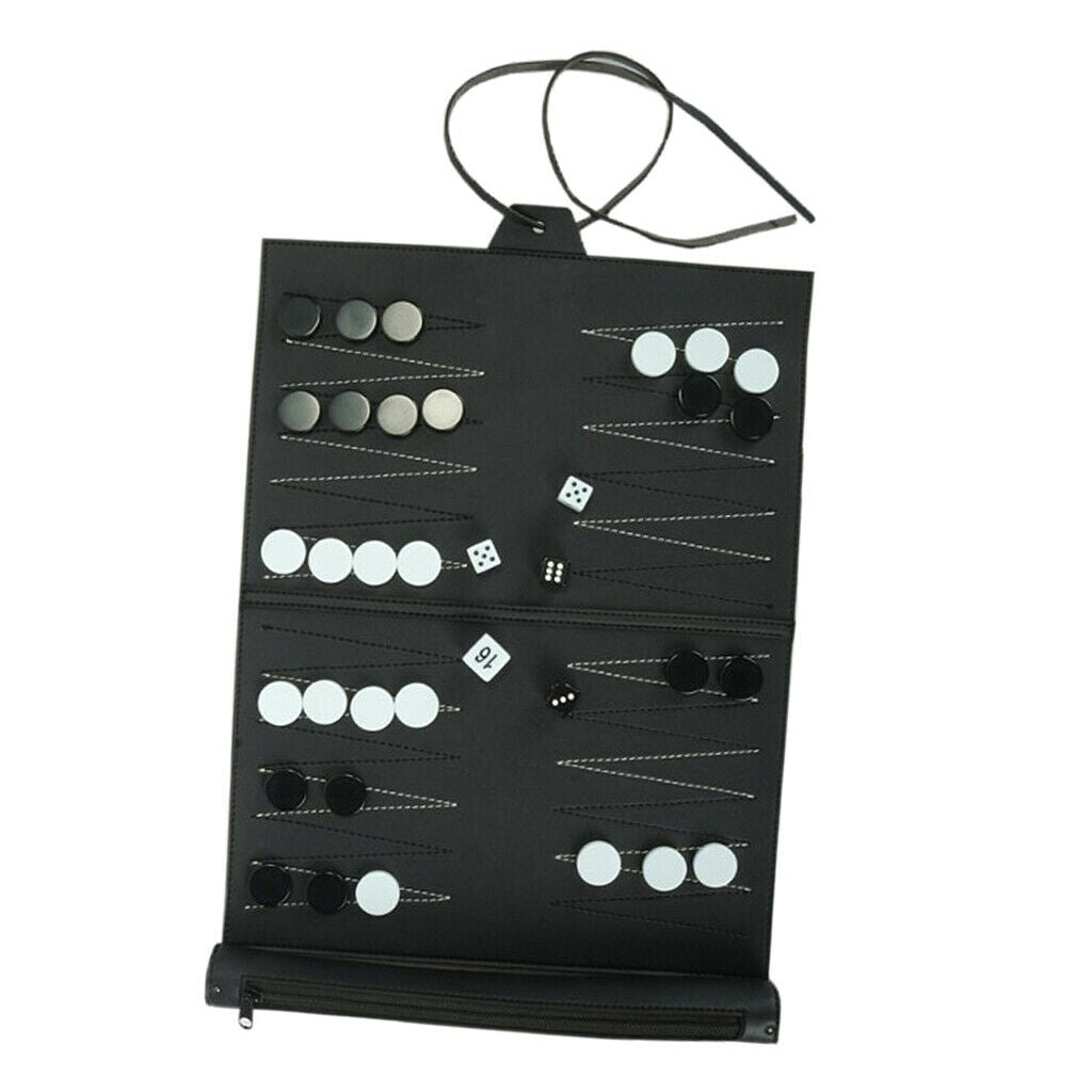 Classic Portable Travel Family Recreational PU Leather Tournament Backgammon