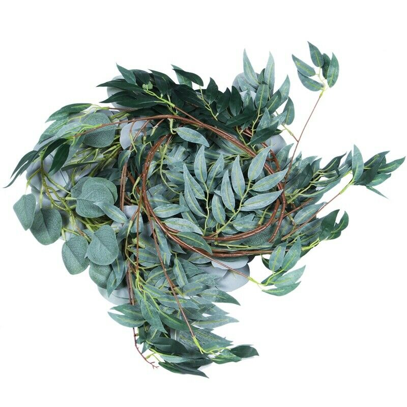 6.5-Foot Artificial Eucalyptus Garland and 6-Foot Willow Vine Branches Leaf GaE3