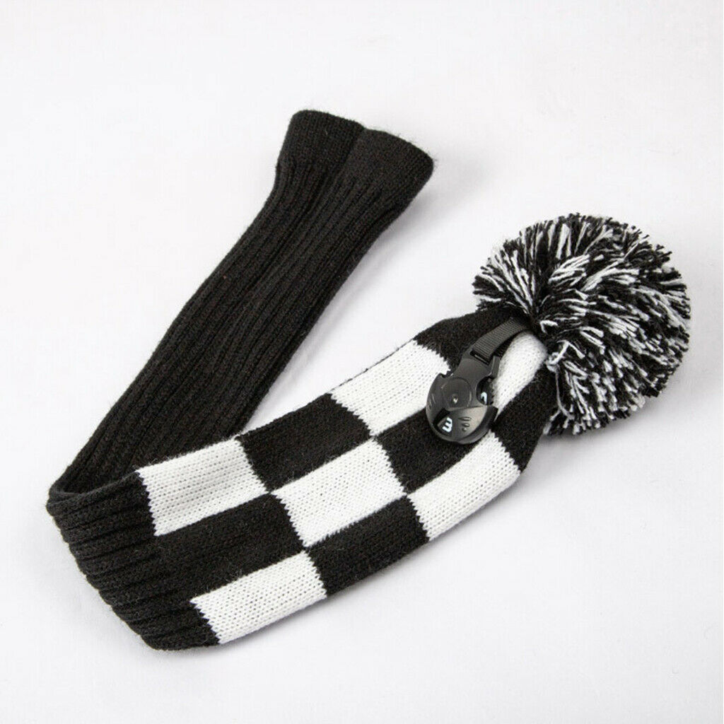 Fairway Wood Head Cover Knit Pom Pom Long Neck Headcover Protector Sleeve