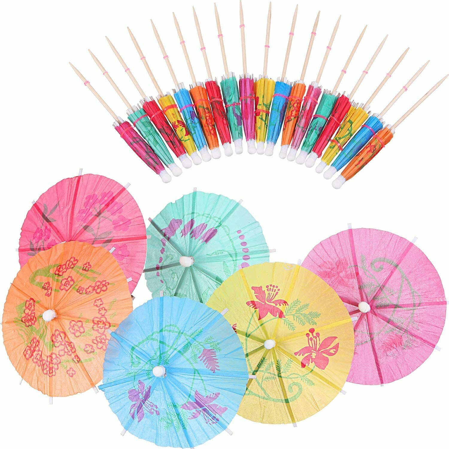 50PCS/SET Cocktail Umbrellas Parasols for Party Tropical Drinks Accessories