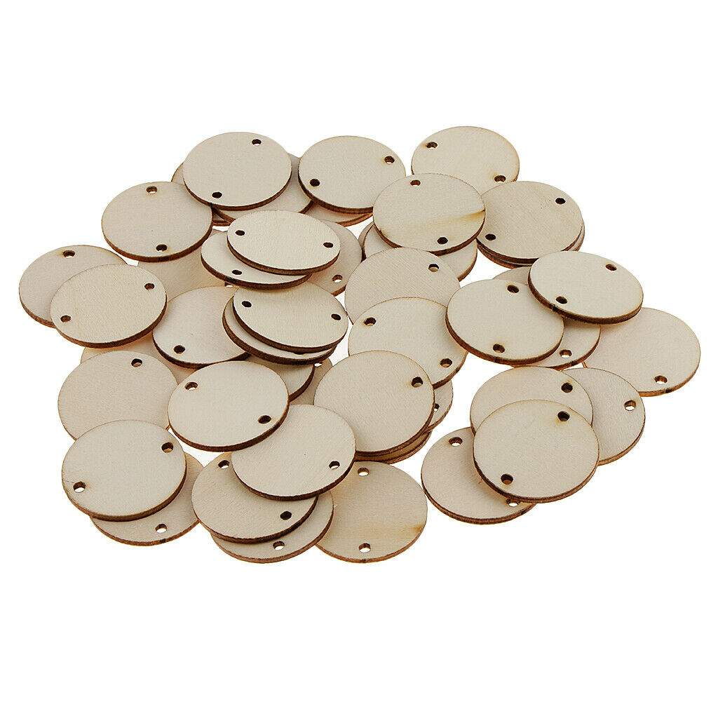 100x DIY Natural Blank Wood Pieces Slice Round Unfinished Crafts Wood Discs